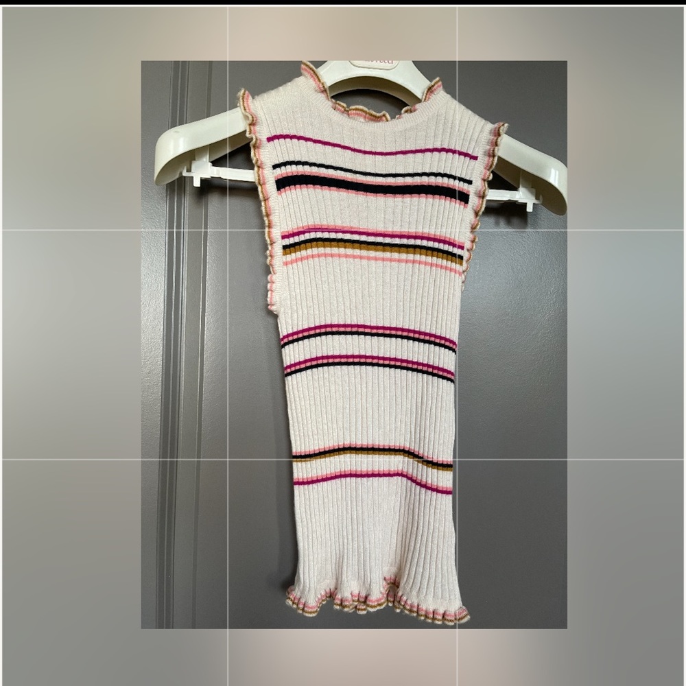 Rebecca Taylor knit ruffle top striped size small super cute !